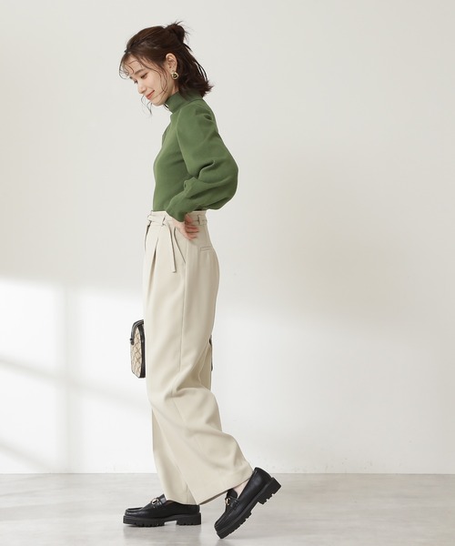 N.(N. Natural Beauty Basic)(エヌエヌナチュラルビューティーベーシック)の「【S Size Line】◆イージーケアベルト付ワイドパンツ(その他パンツ・レディース・ブルー/モカ/ナチュラル・SMALL/MEDIUM)」の9枚目の写真