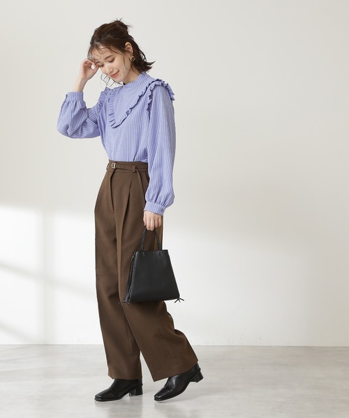 N.(N. Natural Beauty Basic)(エヌエヌナチュラルビューティーベーシック)の「【S Size Line】◆イージーケアベルト付ワイドパンツ(その他パンツ・レディース・ブルー/モカ/ナチュラル・SMALL/MEDIUM)」の7枚目の写真