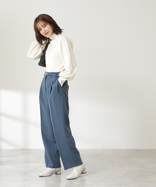 N.(N. Natural Beauty Basic)(エヌエヌナチュラルビューティーベーシック)の「【S Size Line】◆イージーケアベルト付ワイドパンツ(その他パンツ・レディース・ブルー/モカ/ナチュラル・SMALL/MEDIUM)」の13枚目の写真