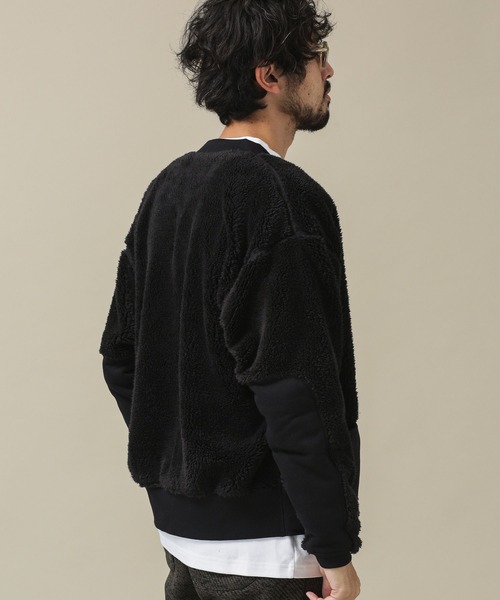 NANO universe（ナノユニバース）の「sportswear／ボアフリースMA-1（MA-1・メンズ・ブラック/アイボリー/チャコール・M/L）」の4枚目の写真