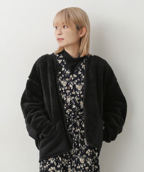 NANO universe（ナノユニバース）の「sportswear／ボアフリースMA-1（MA-1・メンズ・ブラック/アイボリー/チャコール・M/L）」の14枚目の写真