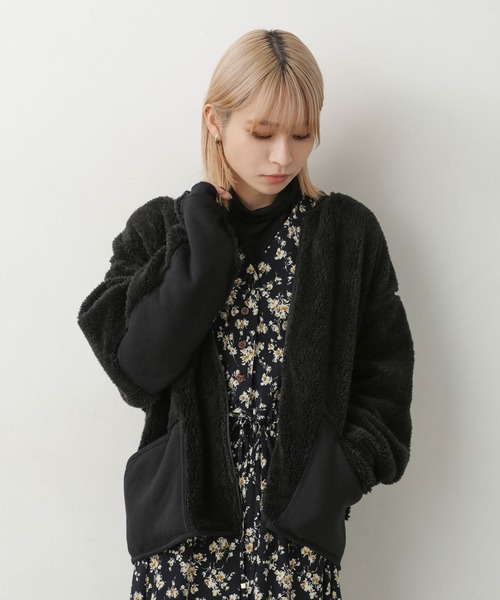 NANO universe（ナノユニバース）の「sportswear／ボアフリースMA-1（MA-1・メンズ・ブラック/アイボリー/チャコール・M/L）」の15枚目の写真