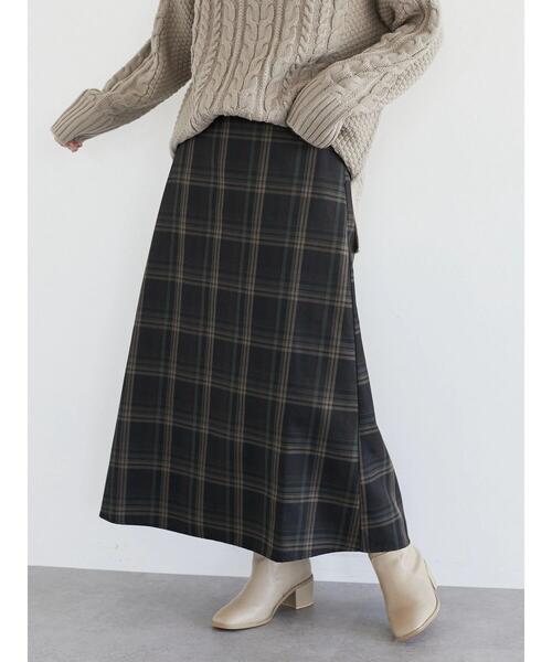 Sugar spoon（シュガースプーン）の「・SUGAR SPOON チェックセミフレアスカート＊（スカート・レディース・ブラック/ブラウン・FREE）」の3枚目の写真