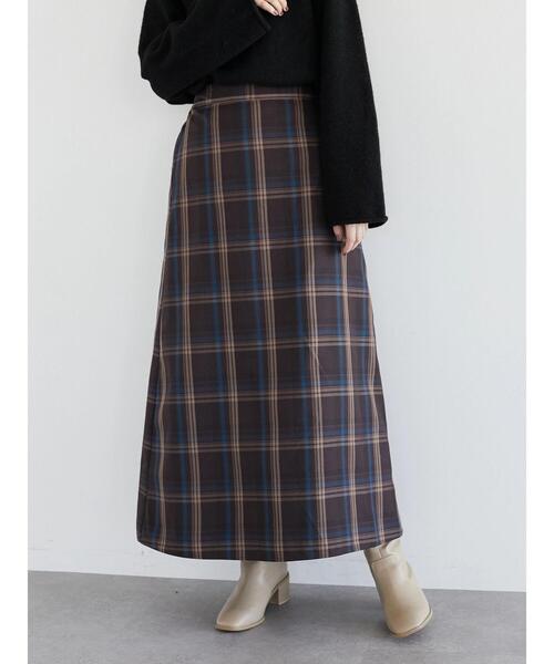 Sugar spoon（シュガースプーン）の「・SUGAR SPOON チェックセミフレアスカート＊（スカート・レディース・ブラック/ブラウン・FREE）」の4枚目の写真