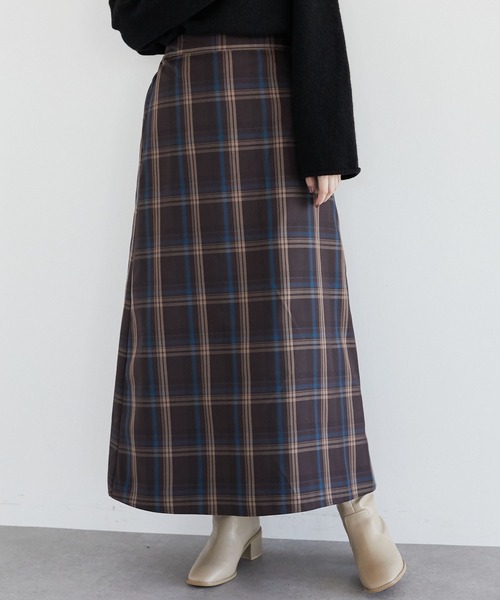 Sugar spoon（シュガースプーン）の「・SUGAR SPOON チェックセミフレアスカート＊（スカート・レディース・ブラック/ブラウン・FREE）」の2枚目の写真