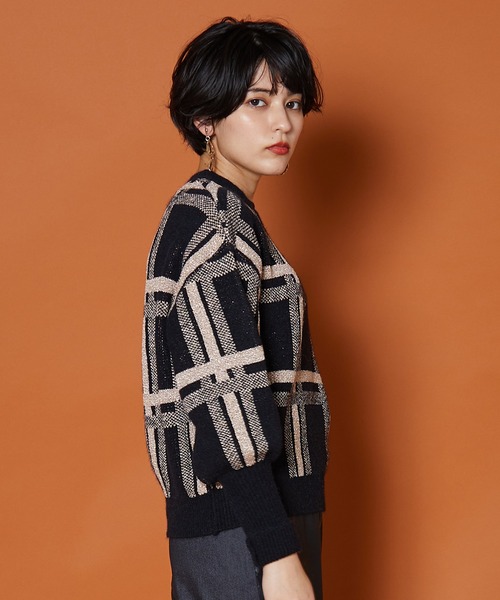 JETSET SOLO PLUS (ジェットセットソロプラス)の「【Derhy】ラメ ビッグチェックニット(ニット/セーター・レディース・ブラック系/グレー系・36)」の12枚目の写真