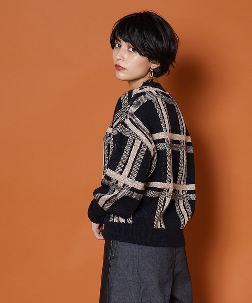 JETSET SOLO PLUS (ジェットセットソロプラス)の「【Derhy】ラメ ビッグチェックニット(ニット/セーター・レディース・ブラック系/グレー系・36)」の15枚目の写真