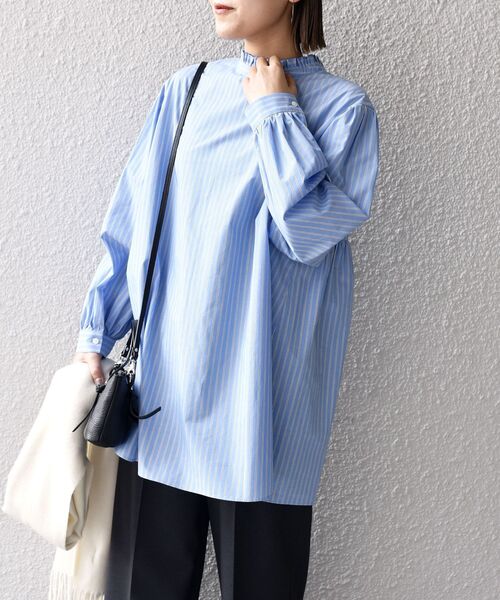 SHIPS(シップス)の「*〈手洗い可能〉オーガニックコットン2WAYフリルブラウス◇(シャツ/ブラウス・レディース・ホワイト/ライトグレー/ミント/ネイビー/ライトブルー・ONE SIZE)」の11枚目の写真