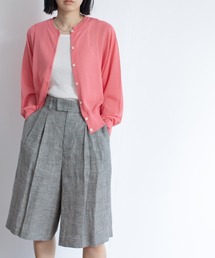  クラシックリネンチェックハーフパンツ