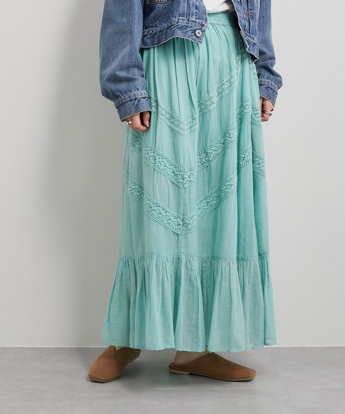 CIAOPANIC TYPY（チャオパニックティピー）の「indiaコットンボイルレーススカート（スカート・レディース・パープル/ホワイト/オレンジ/グリーン・ONE SIZE）」の3枚目の写真