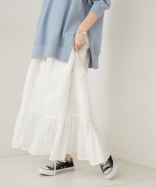 CIAOPANIC TYPY（チャオパニックティピー）の「indiaコットンボイルレーススカート（スカート・レディース・パープル/ホワイト/オレンジ/グリーン・ONE SIZE）」の20枚目の写真