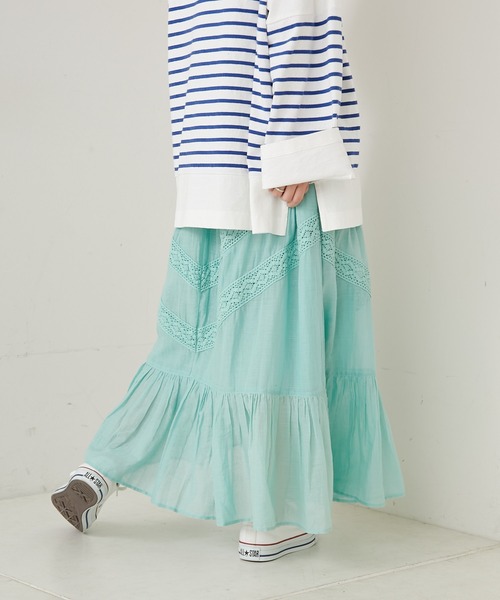 CIAOPANIC TYPY（チャオパニックティピー）の「indiaコットンボイルレーススカート（スカート・レディース・パープル/ホワイト/オレンジ/グリーン・ONE SIZE）」の11枚目の写真