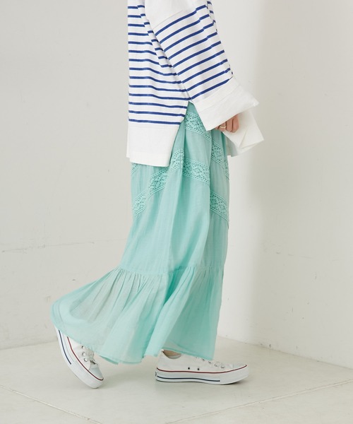 CIAOPANIC TYPY（チャオパニックティピー）の「indiaコットンボイルレーススカート（スカート・レディース・パープル/ホワイト/オレンジ/グリーン・ONE SIZE）」の16枚目の写真