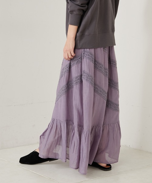 CIAOPANIC TYPY（チャオパニックティピー）の「indiaコットンボイルレーススカート（スカート・レディース・パープル/ホワイト/オレンジ/グリーン・ONE SIZE）」の17枚目の写真