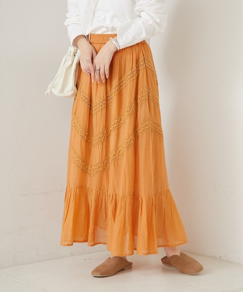 CIAOPANIC TYPY（チャオパニックティピー）の「indiaコットンボイルレーススカート（スカート・レディース・パープル/ホワイト/オレンジ/グリーン・ONE SIZE）」の18枚目の写真