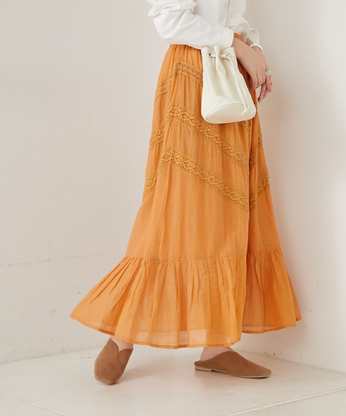 CIAOPANIC TYPY（チャオパニックティピー）の「indiaコットンボイルレーススカート（スカート・レディース・パープル/ホワイト/オレンジ/グリーン・ONE SIZE）」の8枚目の写真