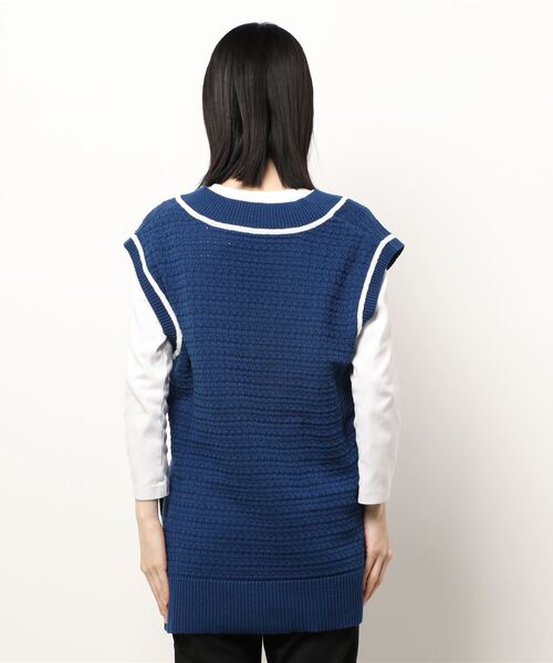 JUGLANS(ユグランス)の「☆ 旬な着こなしに。Vネックチルデンベスト S5516(ベスト・レディース・ホワイト/ネイビー/ブルー・FREE)」の5枚目の写真