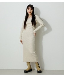 IRREGULAR NECK RIB KNIT OP/イレギュラーネックリブニットワンピース