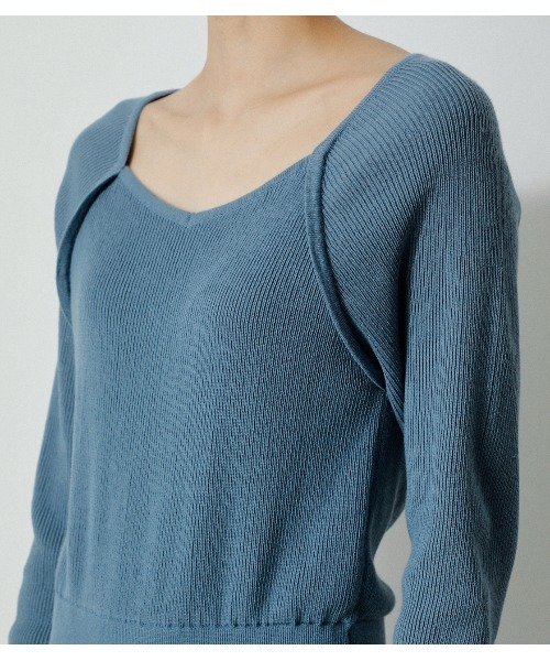 AZUL by moussy（アズールバイマウジー）の「IRREGULAR NECK RIB KNIT OP/イレギュラーネックリブニットワンピース（ワンピース・レディース・ライトブルー/ブラック/オフホワイト・SMALL/MEDIUM）」の18枚目の写真