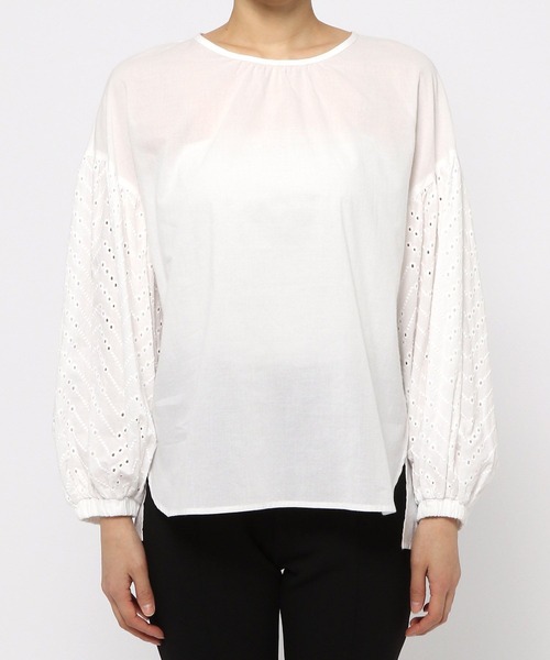 LEPSIM（レプシィム）の「ソデレースブラウス　262589（シャツ/ブラウス・レディース・ブラック/オフホワイト・FREE）」の5枚目の写真