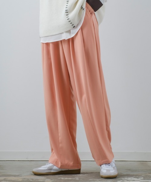 improves（インプローブス）の「ナチュラルストレッチ バルーンシルエット タックパンツ セットアップ対応（スラックス・メンズ・ベージュ/ピンク/グリーン/ラベンダー・MEDIUM/LARGE）」の4枚目の写真