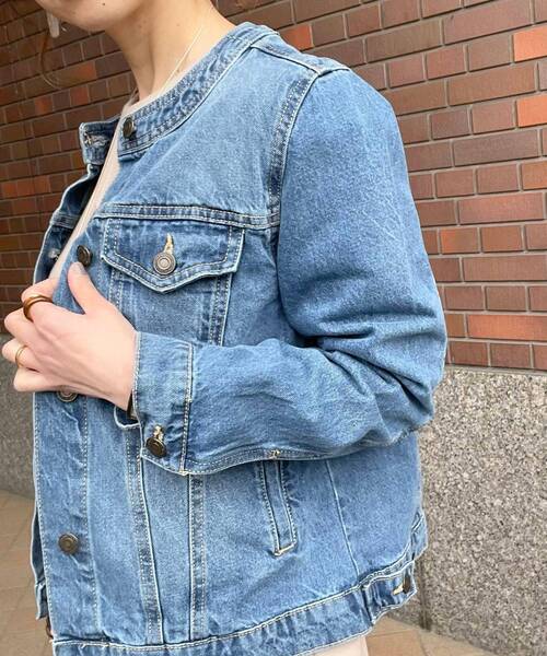 DRESKIP(ドレスキップ)の「◆ノ-カラ-Gジャン(デニムジャケット・レディース・ライトグレー/ライトブルー/ネイビー・02/03)」の4枚目の写真