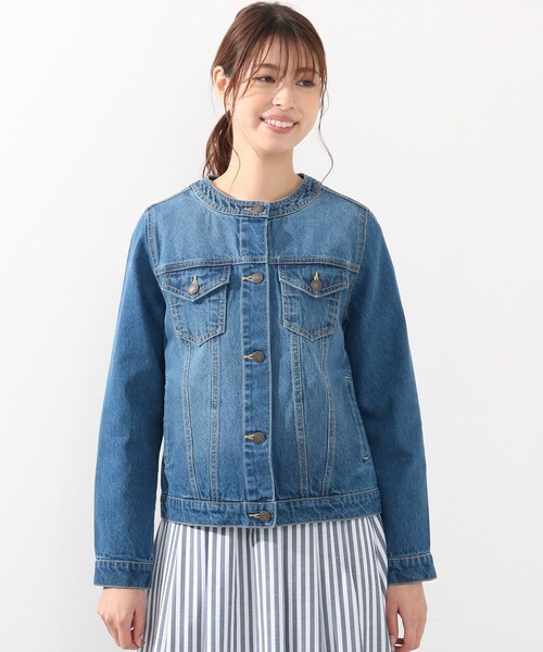 DRESKIP(ドレスキップ)の「◆ノ-カラ-Gジャン(デニムジャケット・レディース・ライトグレー/ライトブルー/ネイビー・02/03)」の6枚目の写真