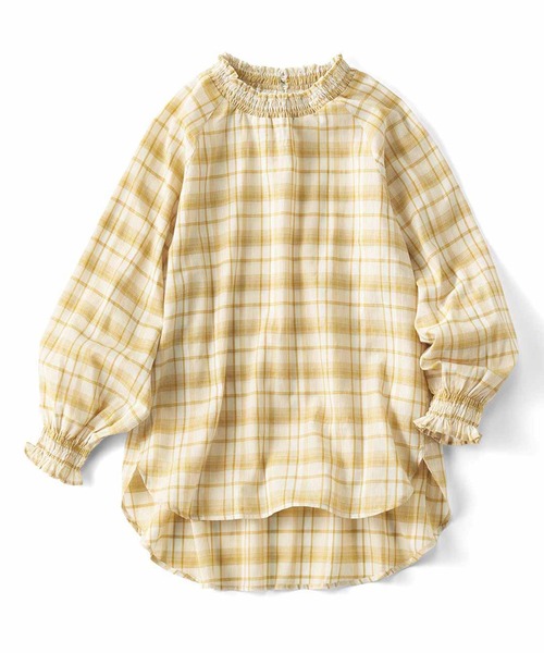 Live in comfort（リブインコンフォート）の「リブ　イン　コンフォート　シャーリングネックですぽんとかぶれる　ふんわりコットンブラウス（シャツ/ブラウス・レディース・イエロー/ブルー系その他/ホワイト系その他・LARGE/XX-LARGE/SMALL/MEDIUM/XXX-LARGE/X-LARGE）」の3枚目の写真