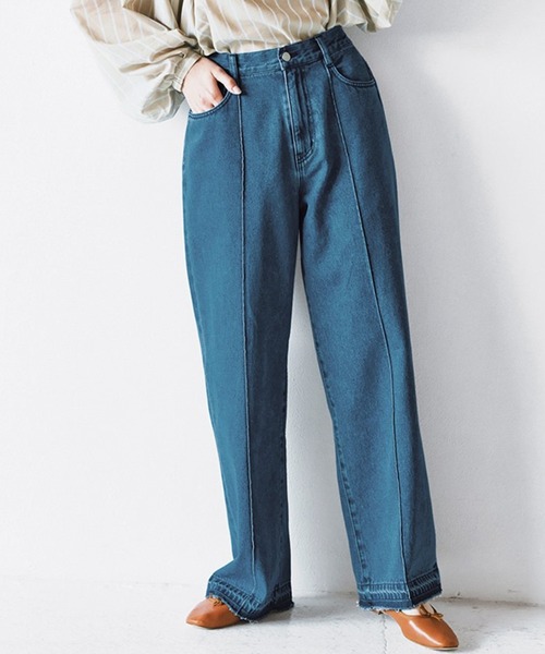 avecmoi(アヴェクモワ)の「【佐藤かなさんプロデュース】 avecmoiひと手間ジーンズ<ウオッシュ>(デニムパンツ・レディース・ブルー・MEDIUM/LARGE)」の1枚目の写真