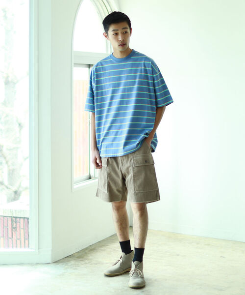 BEAMS（ビームス）の「BEAMS / ボーダー ビッグ Tシャツ（Tシャツ/カットソー・メンズ・アイボリー/ライラック・L/M/S/XL）」の5枚目の写真