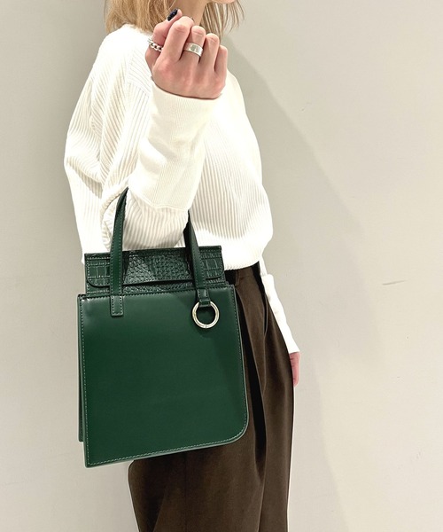 atneK（アトネック）の「【atneK by Scrap Book】BOX-S（トートバッグ・レディース・グリーン/グレー・FREE）」の8枚目の写真