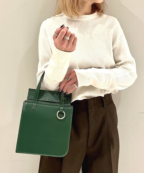 atneK（アトネック）の「【atneK by Scrap Book】BOX-S（トートバッグ・レディース・グリーン/グレー・FREE）」の20枚目の写真