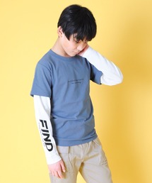 GLAZOS | OE天竺・袖ロゴプリントレイヤード長袖Tシャツ(Tシャツ/カットソー)