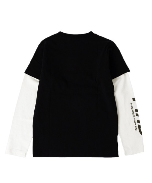 GLAZOS（グラソス）の「OE天竺・袖ロゴプリントレイヤード長袖Tシャツ（Tシャツ/カットソー・キッズ・ブラック/ブルー/グリーン・130cm/140cm/150cm/160cm/170cm）」の16枚目の写真