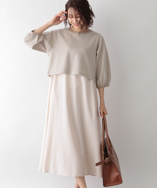 GLOBAL WORK(グローバルワーク)の「レトロジャガードプルオーバー*ワンピース/266709(ワンピース・レディース・ブラック/ベージュ/グリーン・FREE)」の3枚目の写真