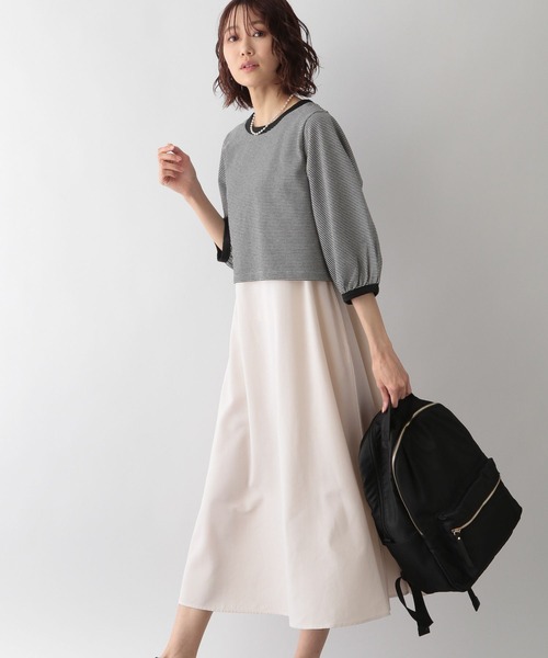 GLOBAL WORK(グローバルワーク)の「レトロジャガードプルオーバー*ワンピース/266709(ワンピース・レディース・ブラック/ベージュ/グリーン・FREE)」の1枚目の写真