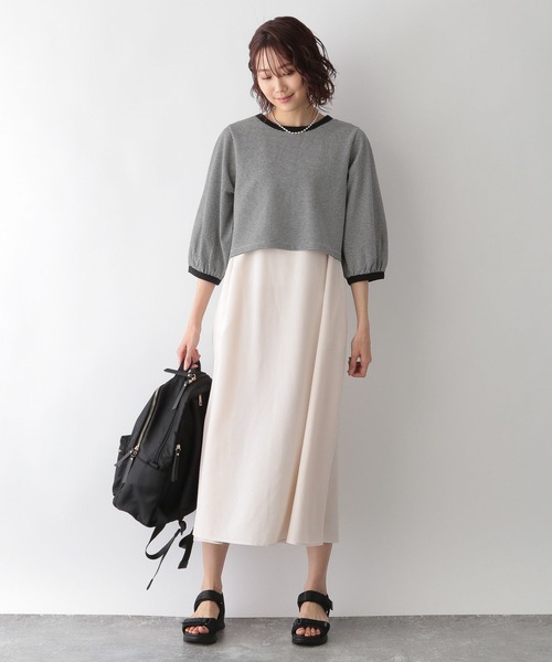 GLOBAL WORK(グローバルワーク)の「レトロジャガードプルオーバー*ワンピース/266709(ワンピース・レディース・ブラック/ベージュ/グリーン・FREE)」の17枚目の写真