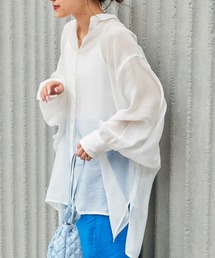 CIAOPANIC TYPY | 【ZOZOTOWN限定】シースルーボリュームスリーブサイドスリットリラックスオーバーシャツ(シャツ/ブラウス)