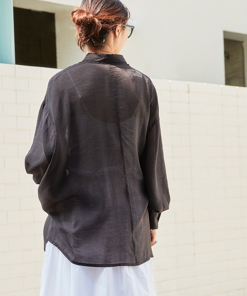 【ZOZOTOWN限定】シースルーボリュームスリーブサイドスリットリラックスオーバーシャツ