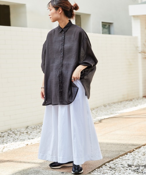 【ZOZOTOWN限定】シースルーボリュームスリーブサイドスリットリラックスオーバーシャツ