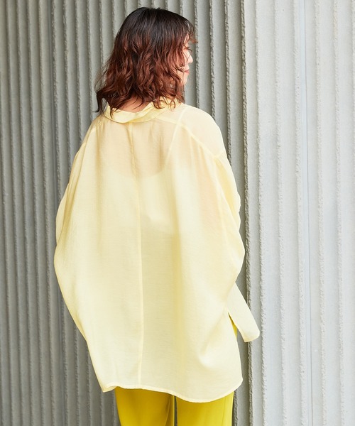 【ZOZOTOWN限定】シースルーボリュームスリーブサイドスリットリラックスオーバーシャツ
