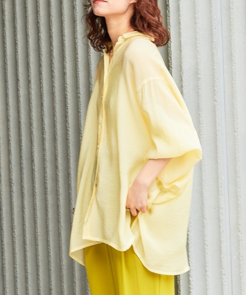 【ZOZOTOWN限定】シースルーボリュームスリーブサイドスリットリラックスオーバーシャツ