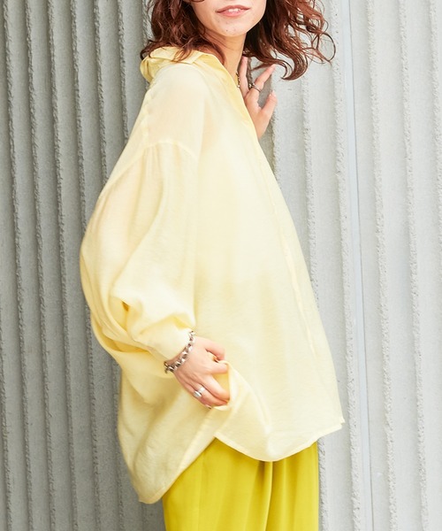 【ZOZOTOWN限定】シースルーボリュームスリーブサイドスリットリラックスオーバーシャツ