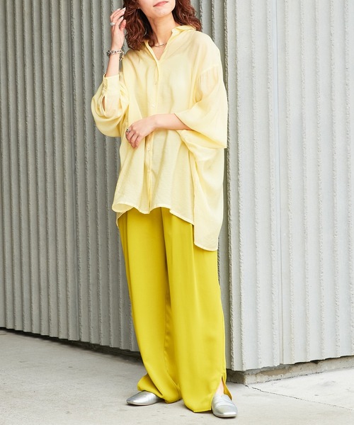 【ZOZOTOWN限定】シースルーボリュームスリーブサイドスリットリラックスオーバーシャツ