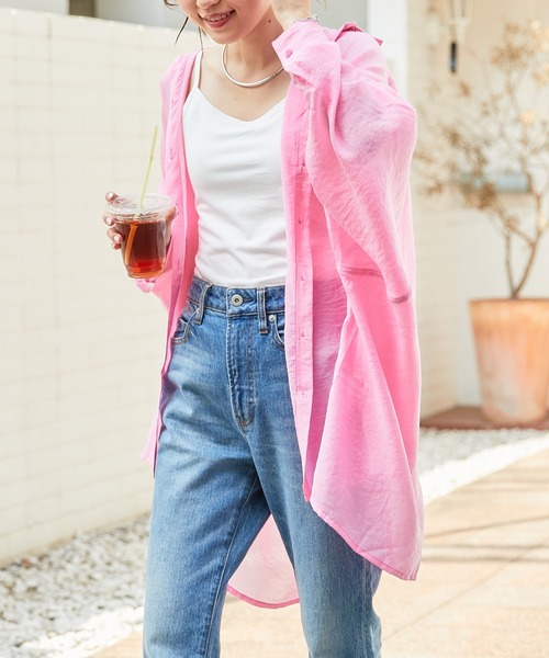 【ZOZOTOWN限定】シースルーボリュームスリーブサイドスリットリラックスオーバーシャツ