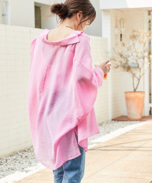 【ZOZOTOWN限定】シースルーボリュームスリーブサイドスリットリラックスオーバーシャツ
