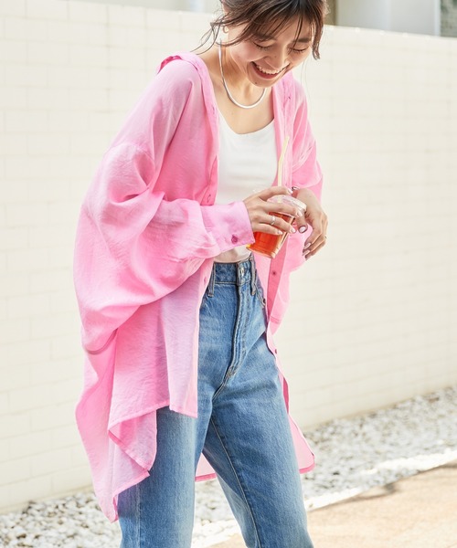 【ZOZOTOWN限定】シースルーボリュームスリーブサイドスリットリラックスオーバーシャツ