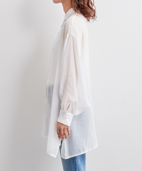 【ZOZOTOWN限定】シースルーボリュームスリーブサイドスリットリラックスオーバーシャツ