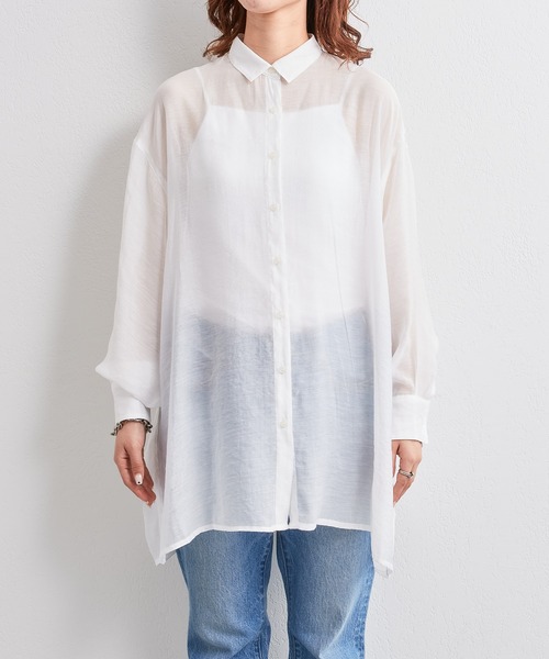 【ZOZOTOWN限定】シースルーボリュームスリーブサイドスリットリラックスオーバーシャツ