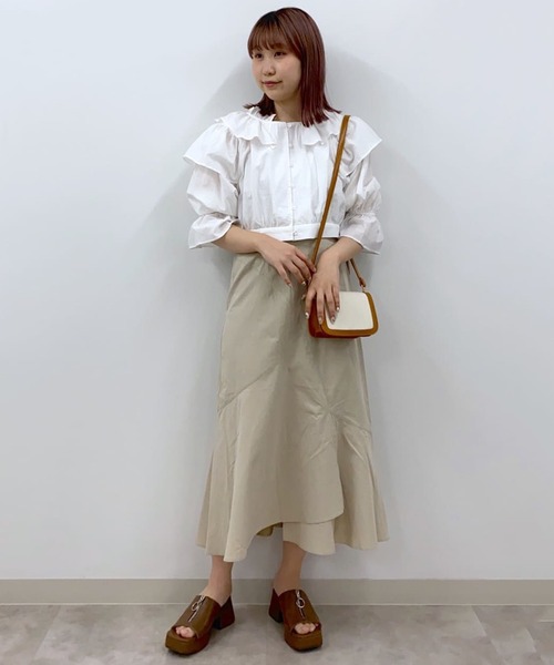 w closet(ダブルクローゼット)の「マーメイドスカート(スカート・レディース・オレンジ/ライトベージュ/ブラウン/ダークベージュ・FREE)」の5枚目の写真